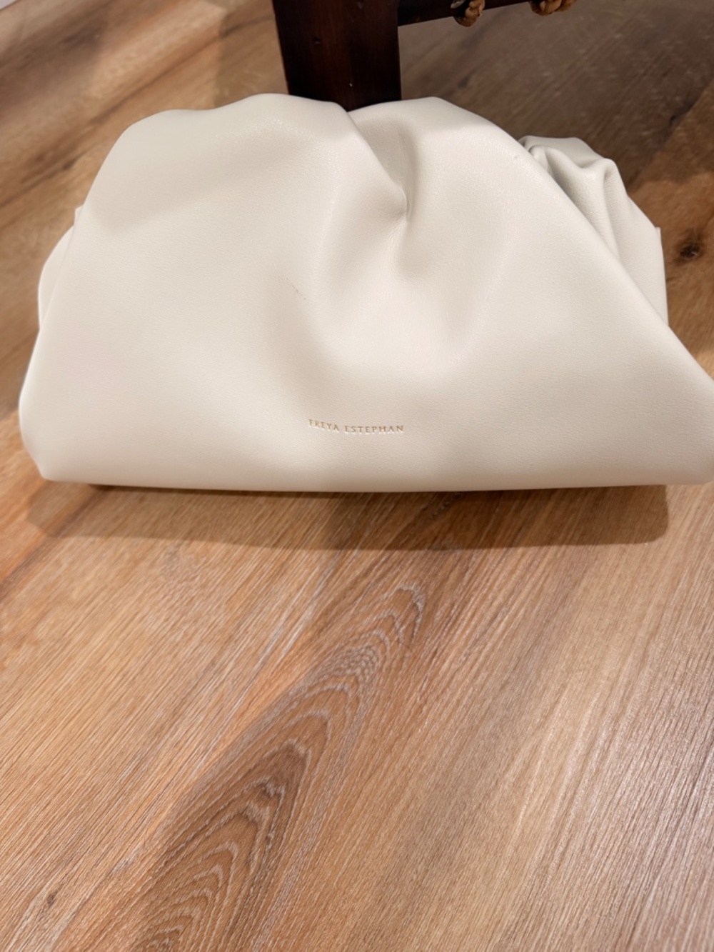 Leather Clutch Handbag by Freya Estephan-cream